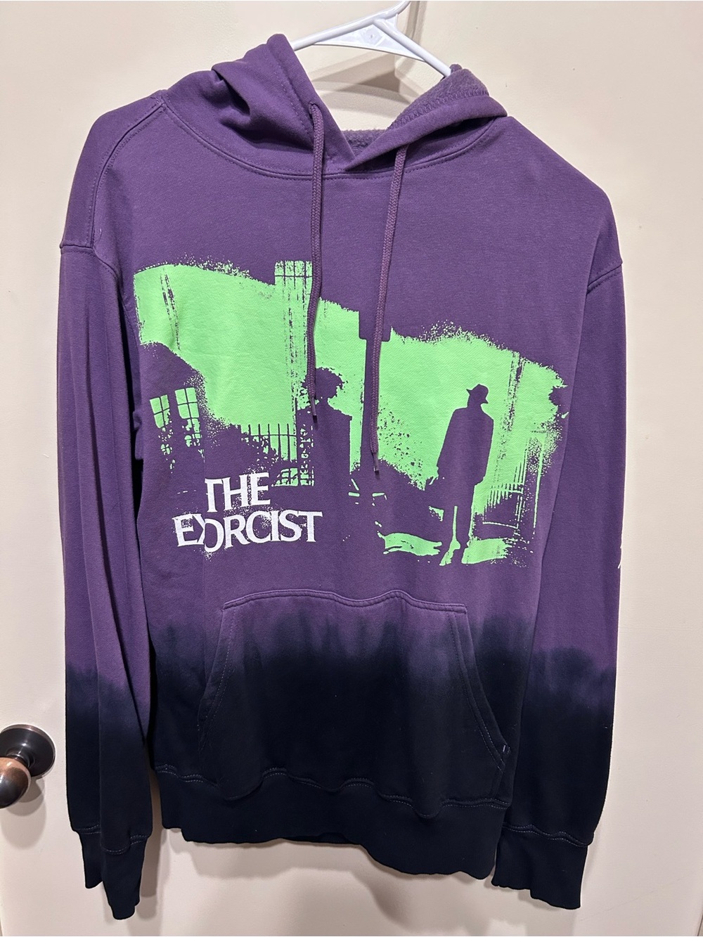 The Exorcist Glow in the Dark Official Horror Movie Purple Ombré Hoodie Sz S